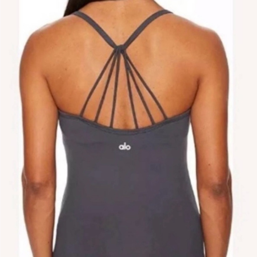 Alo Sunny Strappy Bra Tank Top - Anthracite Sz L